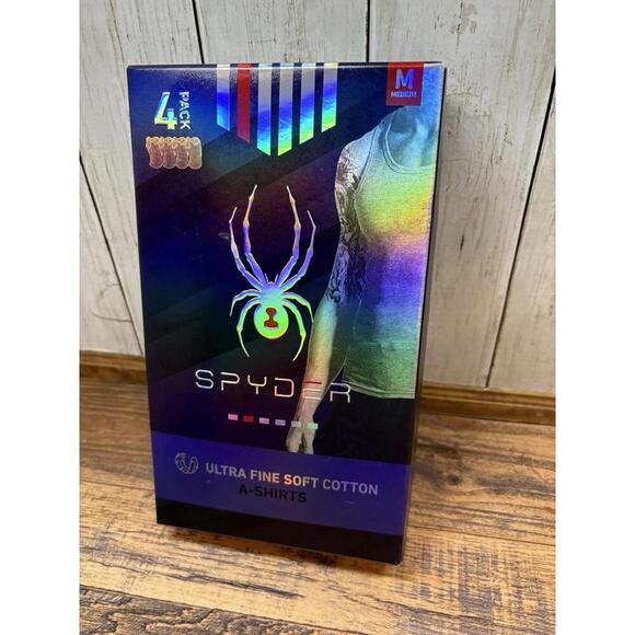 NEW Spyder Ultra Fine Soft Cotton A-Shirts 4 pack Size Med - Picture 1 of 8
